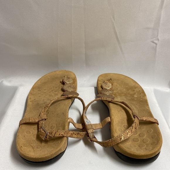 Vionic Lizbeth Backstrap Embellished T Strap Sandal Cork Gold Size 9 - Picture 4 of 6
